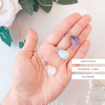 Colgantes Gota 3 (Amatista, Piedra Luna, Cuarzo)