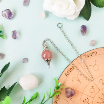 Pendulo esfera cuarzo rosa --